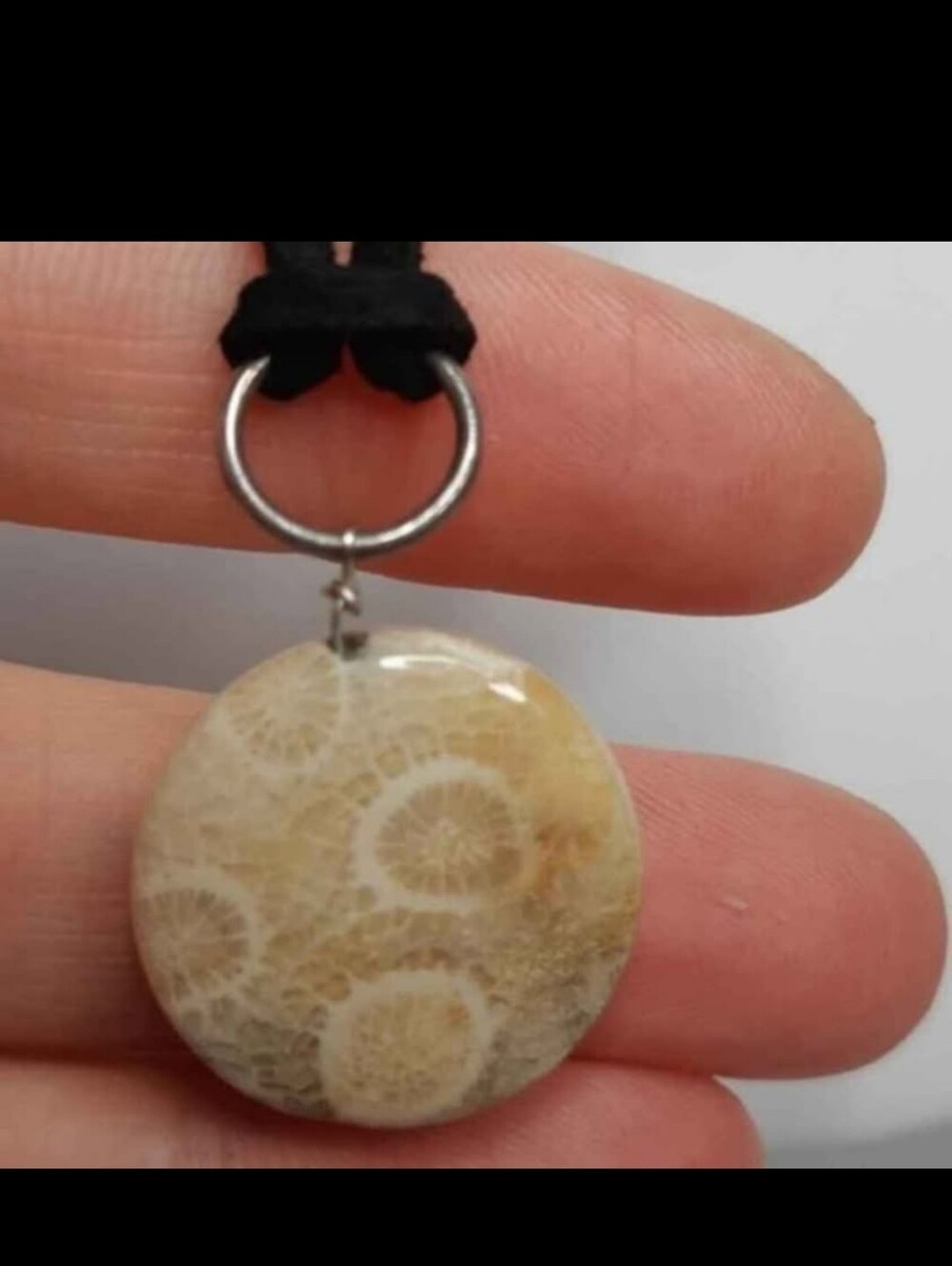 Handcrafted Beige Fossil Coral Pendant Necklace